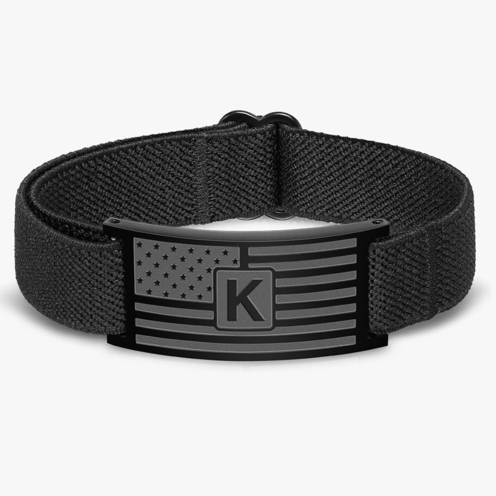 American Flag Initial Bracelet for Men - Letter K
